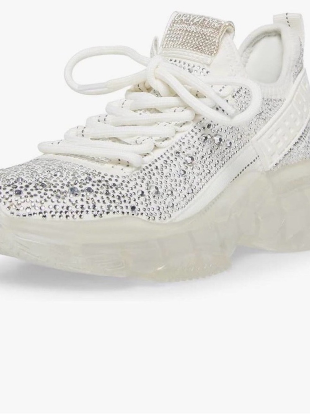 Steve Madden White Crystal Embellished Platform Sneaker